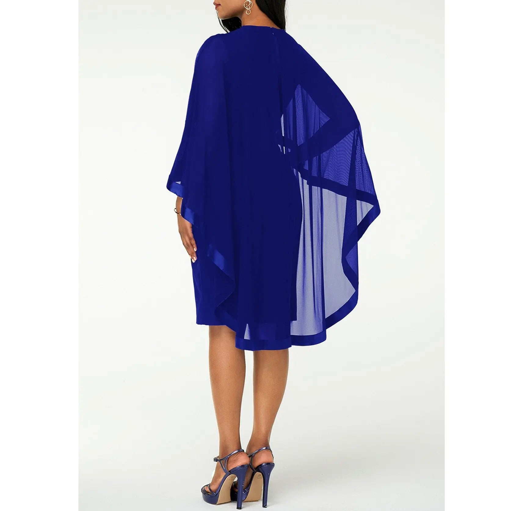 Women's Mesh Spliced Cloak Mini Pencil Dress