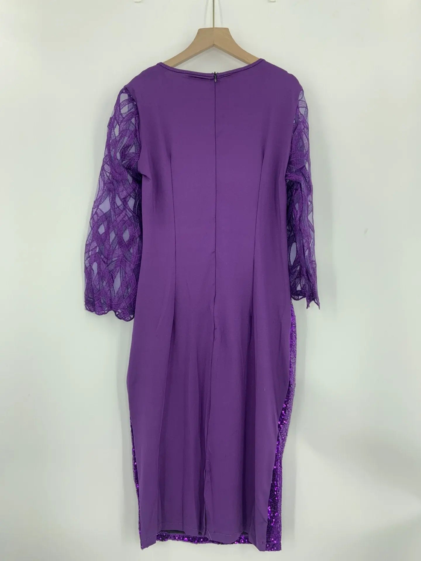 Women's Mesh Lantern Sleeve Sequins Pencil Dress