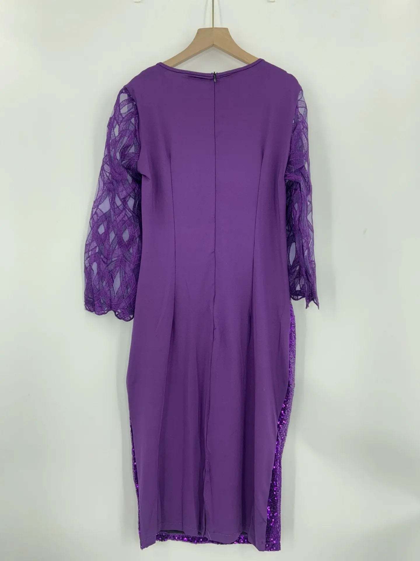 Women's Mesh Lantern Sleeve Sequins Pencil Dress