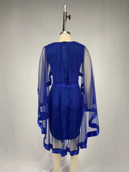 Women's Mesh Spliced Cloak Mini Pencil Dress