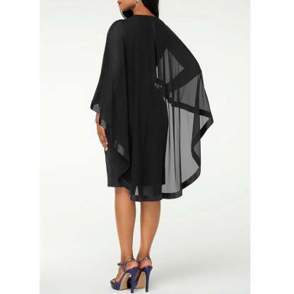 Women's Mesh Spliced Cloak Mini Pencil Dress