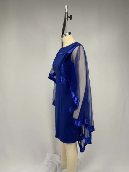 Women's Mesh Spliced Cloak Mini Pencil Dress