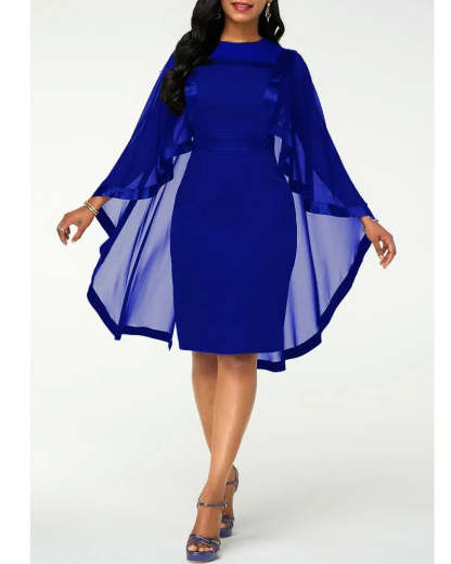 Women's Mesh Spliced Cloak Mini Pencil Dress