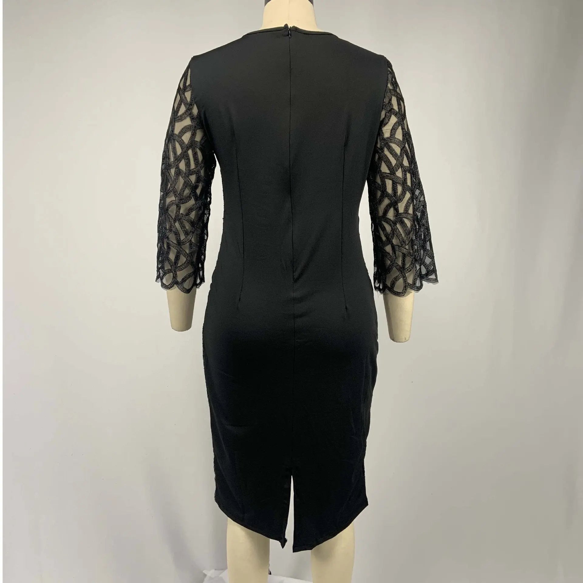 Women's Mesh Lantern Sleeve Sequins Pencil Dress