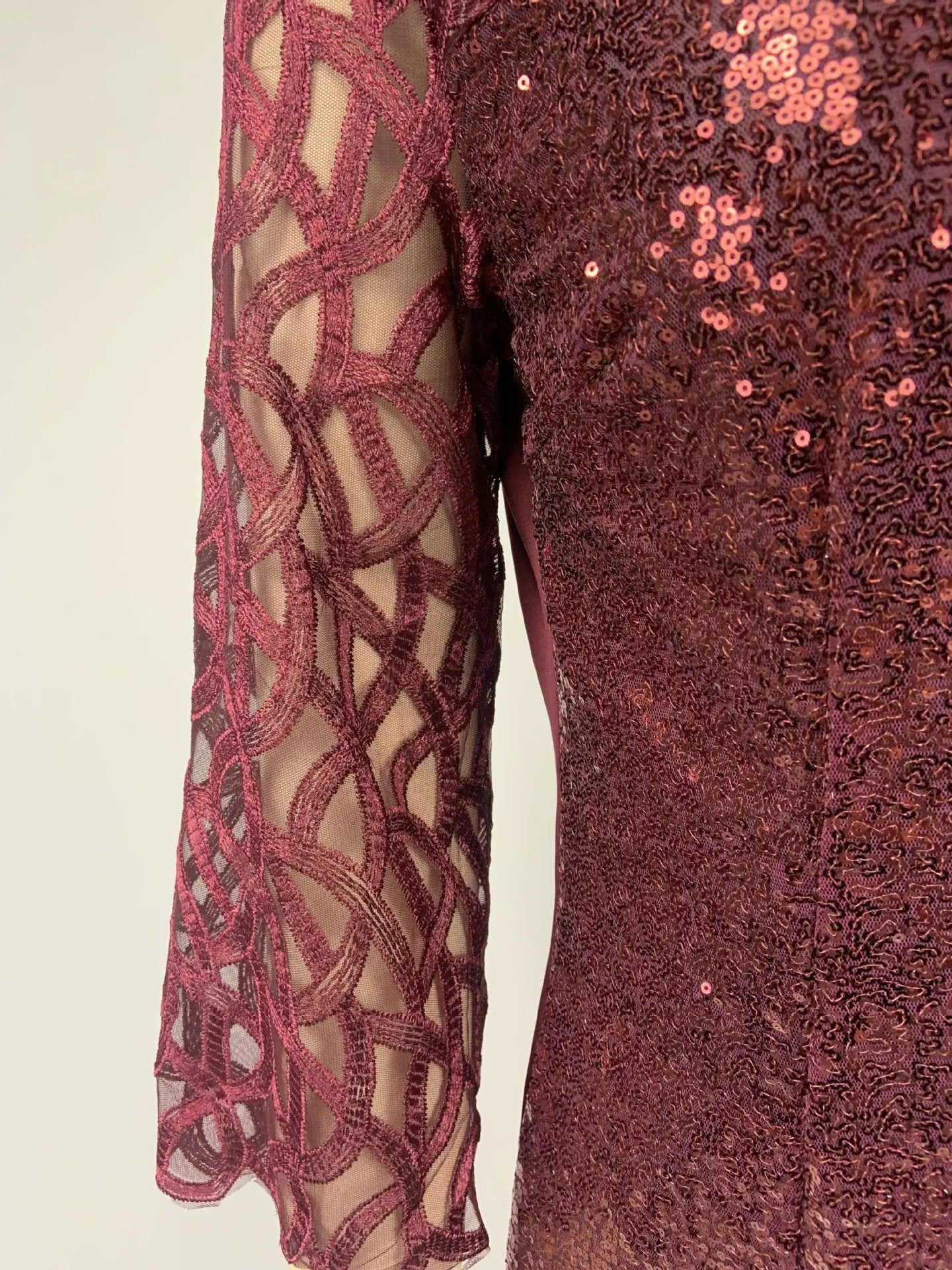 Women's Mesh Lantern Sleeve Sequins Pencil Dress