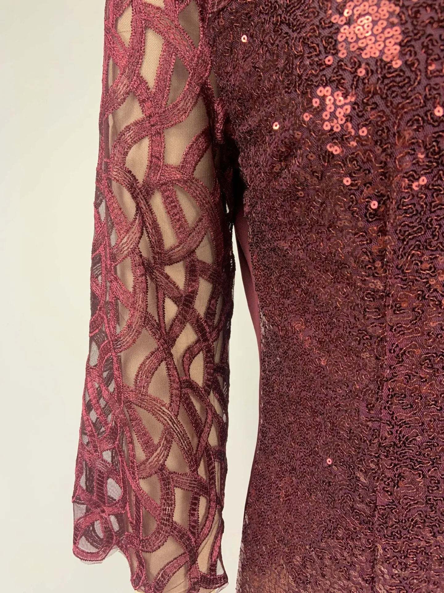 Women's Mesh Lantern Sleeve Sequins Pencil Dress