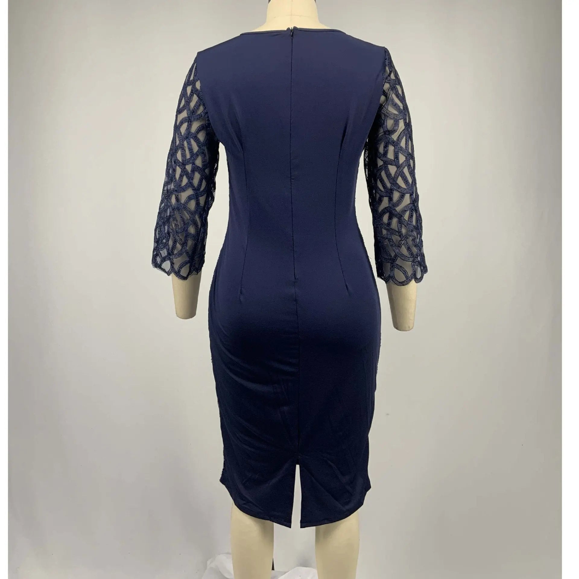 Women's Mesh Lantern Sleeve Sequins Pencil Dress