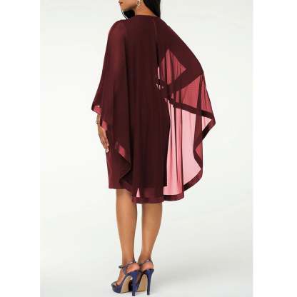 Women's Mesh Spliced Cloak Mini Pencil Dress