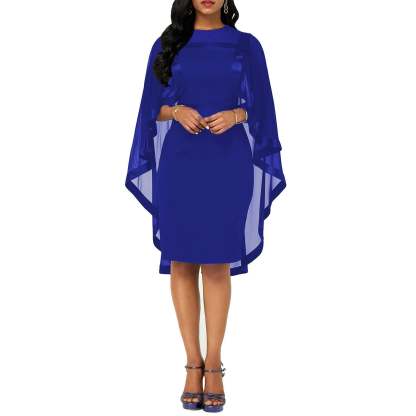 Women's Mesh Spliced Cloak Mini Pencil Dress