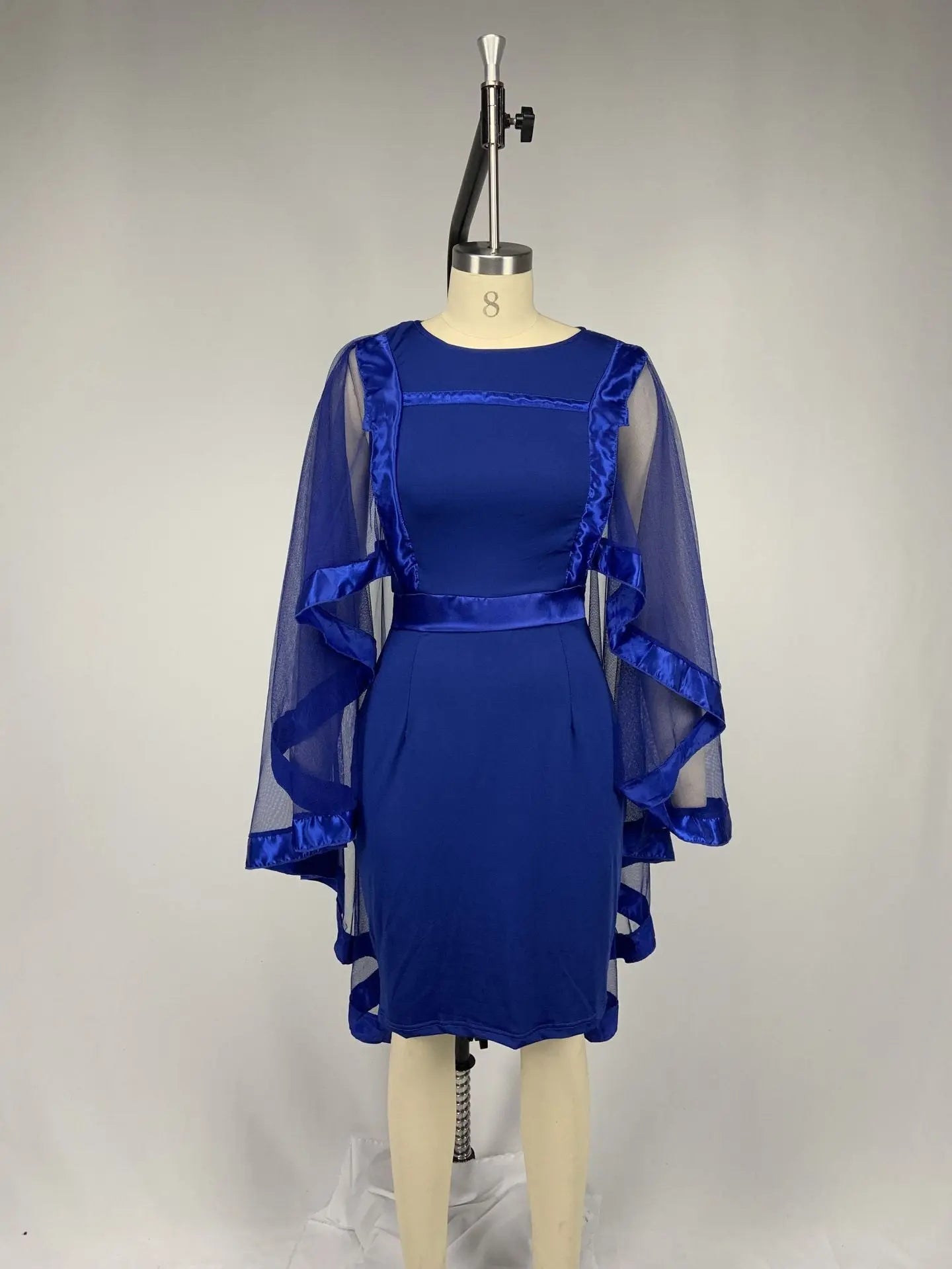 Women's Mesh Spliced Cloak Mini Pencil Dress