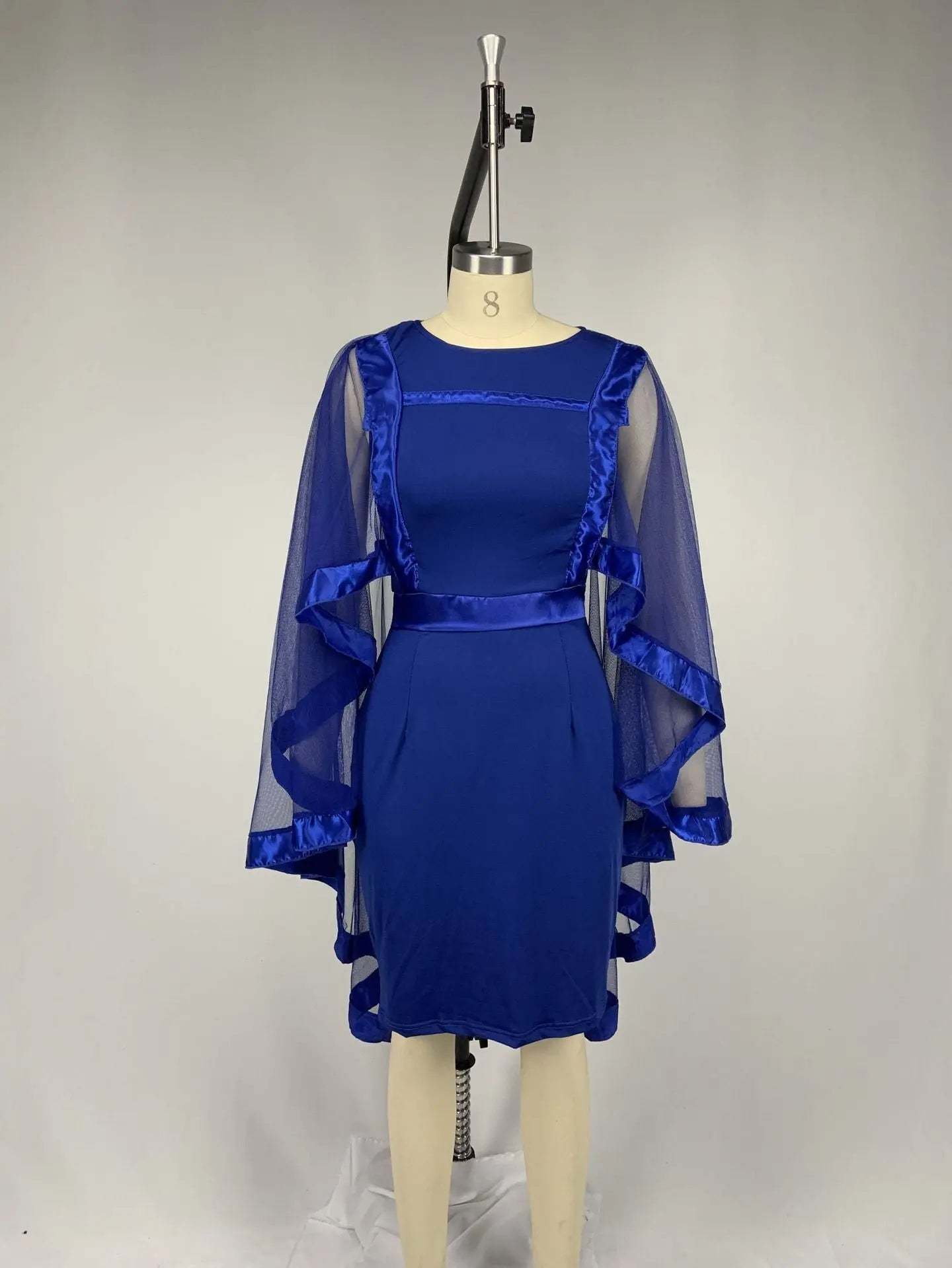 Women's Mesh Spliced Cloak Mini Pencil Dress