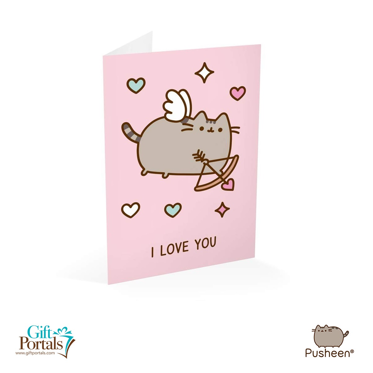 Pusheen Greeting Card Valentine’s Day I Love You Flying Cupid