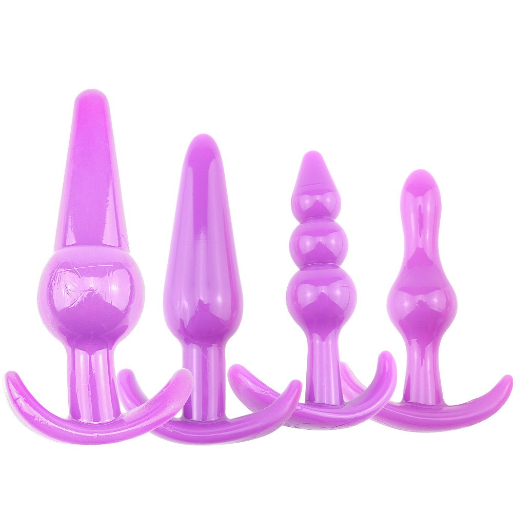 4 Pcs Set Ulitmate Soft TPR Bumpy Bubbles Anal Plug for Male and Women G Spot Masturbation Butt Plug Adult Sex Toys for