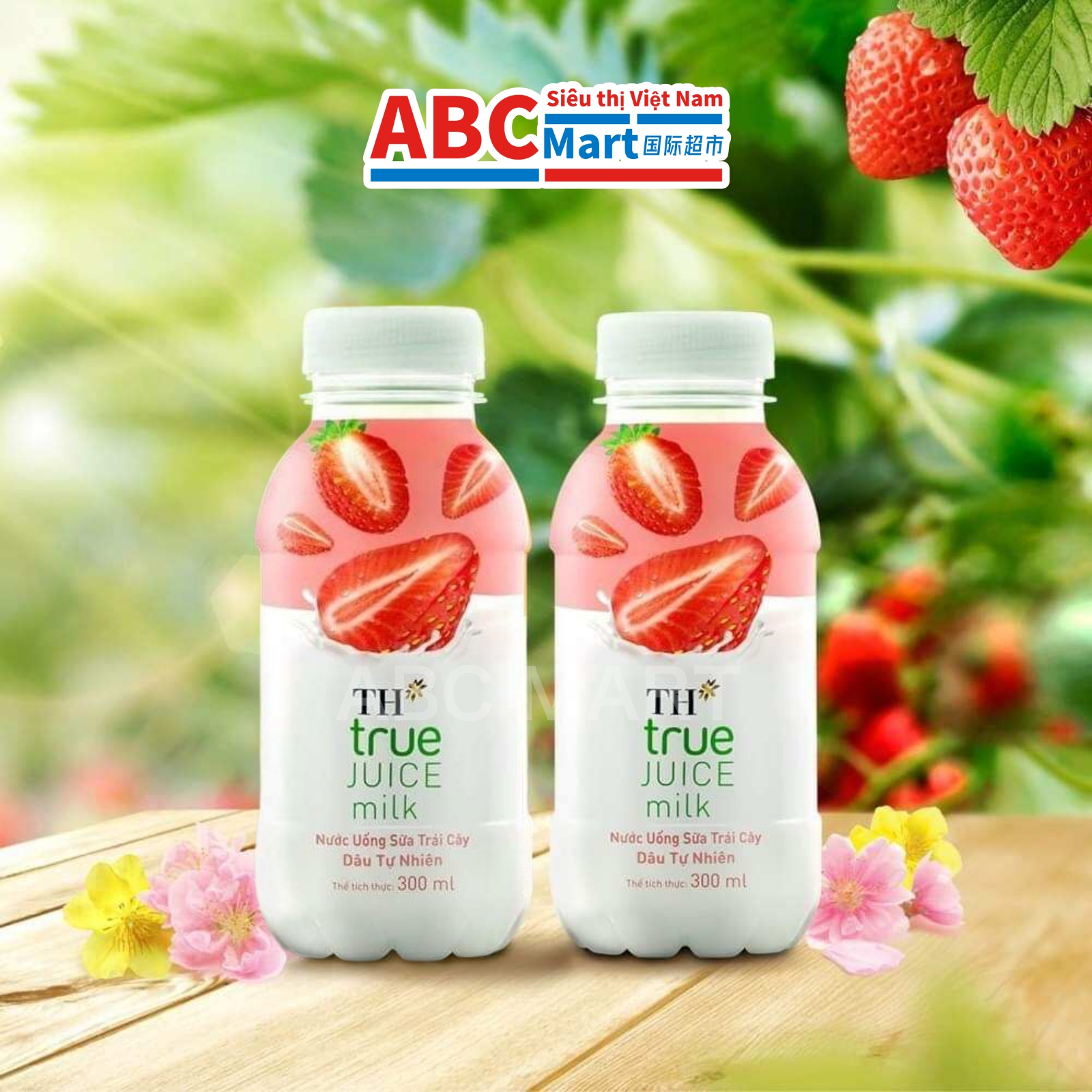 【Việt Nam-Sữa Trái Cây TH True Juice Milk 300ml】真果汁草莓牛奶-ABCMart 国际超市