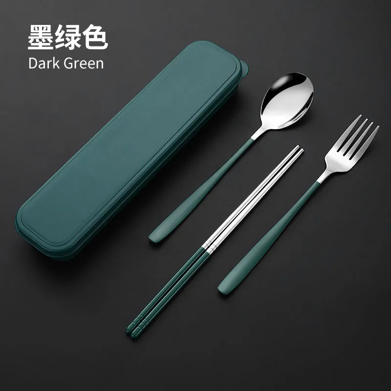 【中国-勺子筷子叉子三件套 绿色】ins风葡萄牙勺筷套装不锈钢餐具-ABCMart 国际超市