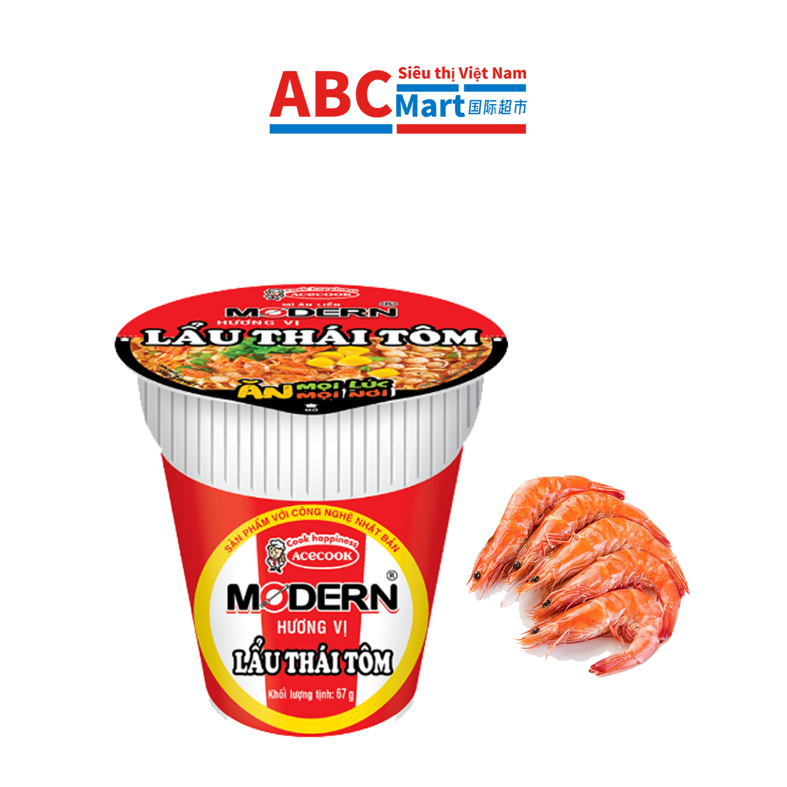 【Việt Nam- Modern Lẩu thái tôm cốc 67g】 Việt Nam火锅虾杯装方便面-ABCMart 国际超市