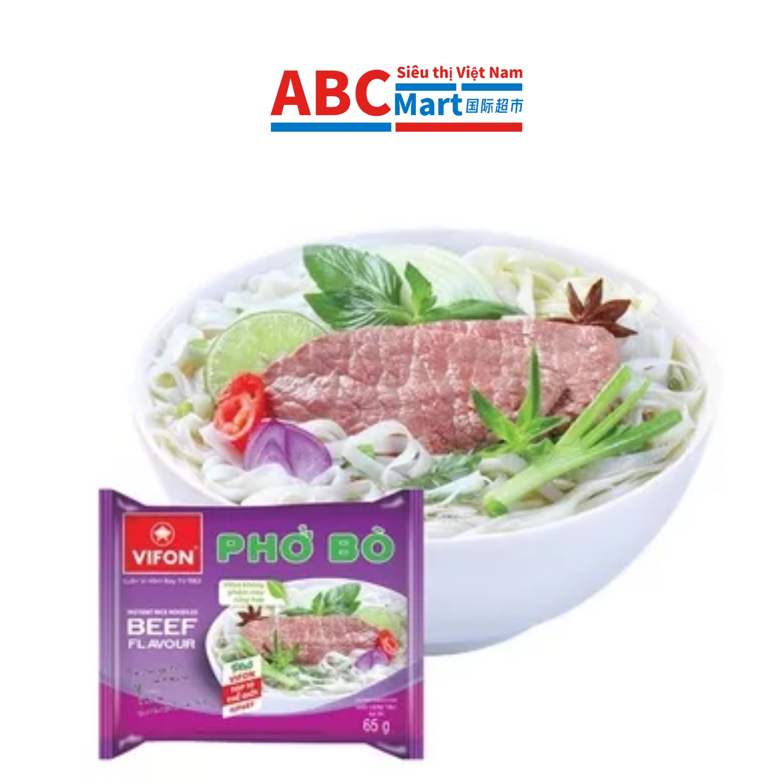 【Việt Nam-Phở bò Vifon gói 65g】牛肉河粉-ABCMart 国际超市