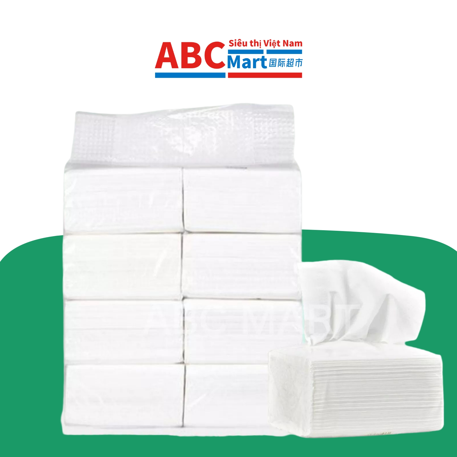 【中国-Khăn giấy trắng白色抽纸1提8包】180P一提 超实惠白抽纸卫生纸巾-ABCMart 国际超市
