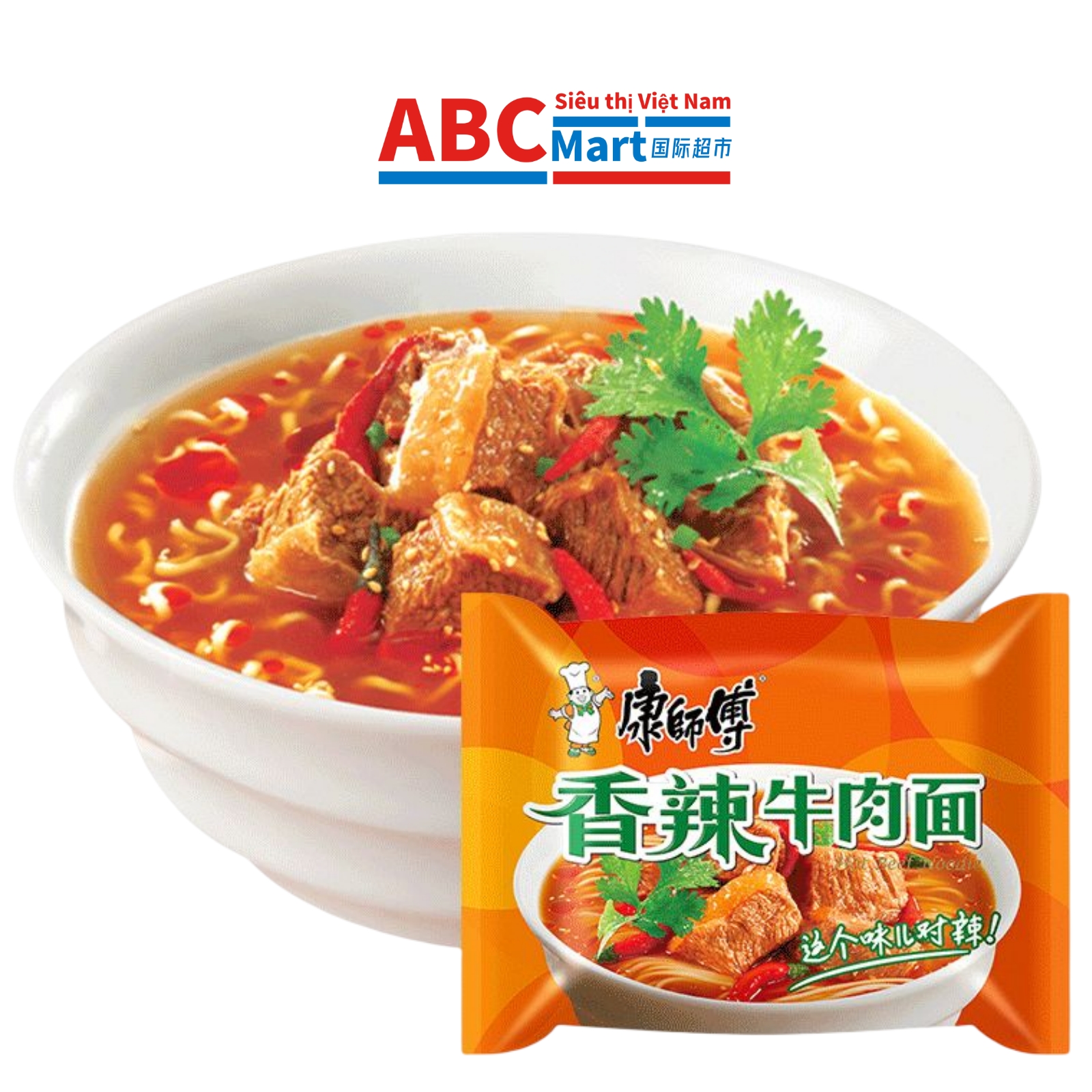 中国-康师傅香辣牛肉方便面104g】即食免煮夜宵速食泡面食品-ABCMart 国际超市- ABCMart 国际超市