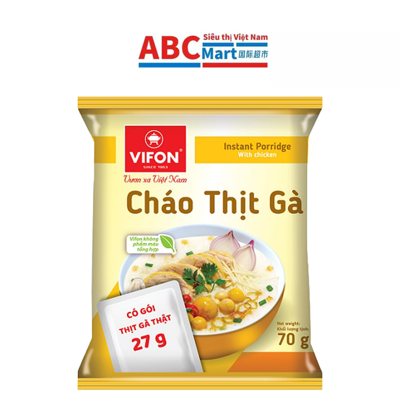 【Việt Nam- Cháo thịt gà Vifon gói 70g】维丰鸡粥（含真鸡肉）-ABCMart 国际超市