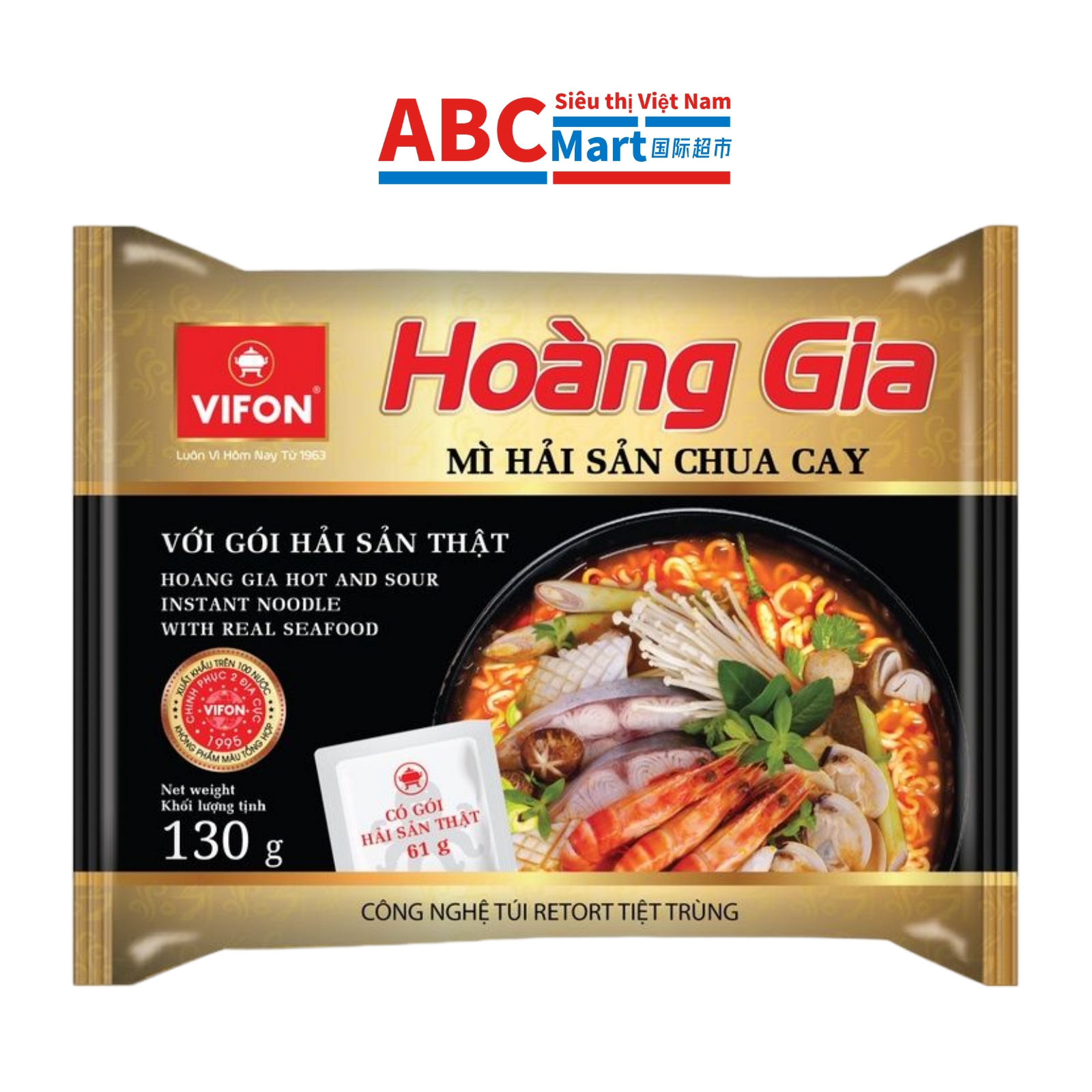 【Việt Nam- Mì Hải Sản Chua Cay HOÀNG GIA VIFON 130g 】 Việt Nam海鲜大虾方便面泡面-ABCMart 国际超市