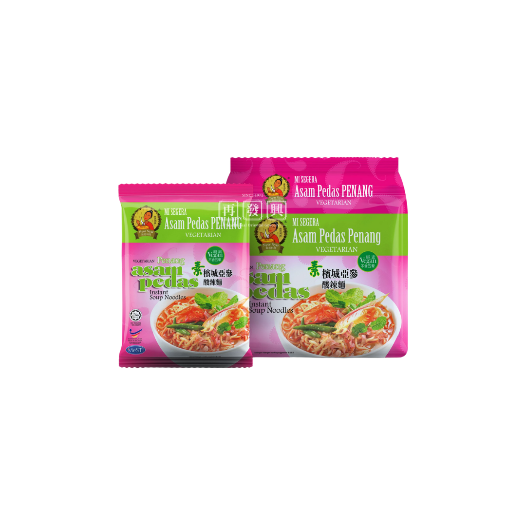 Nyor Nyar Vegetarian Asam Pedas Penang Instant Soup Noodles 素槟城亚参酸辣面 4x105g