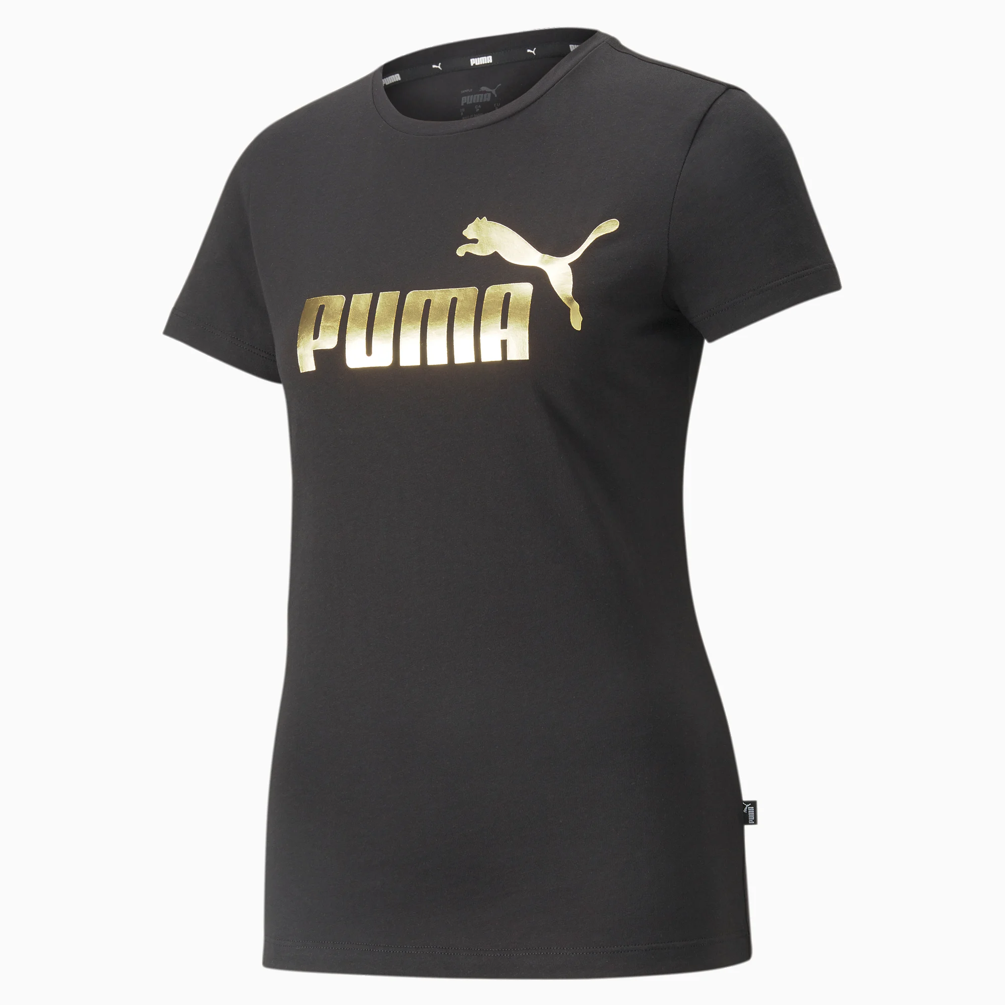 ESS+ Metallic Logo Tee Puma Black-Gold 58689001