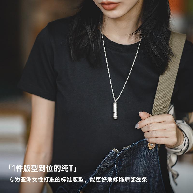 馬登女裝基礎短袖打底衫黑白T純棉色半袖顯瘦夏季無感內搭正肩T恤-Retro's Wear