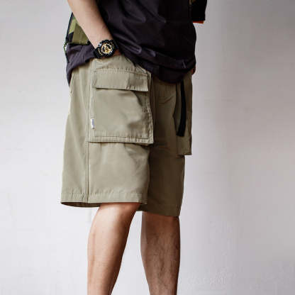 戶外輕薄機能短褲速幹抗皺大口袋功能休閑五分褲男夏-Retro's Wear