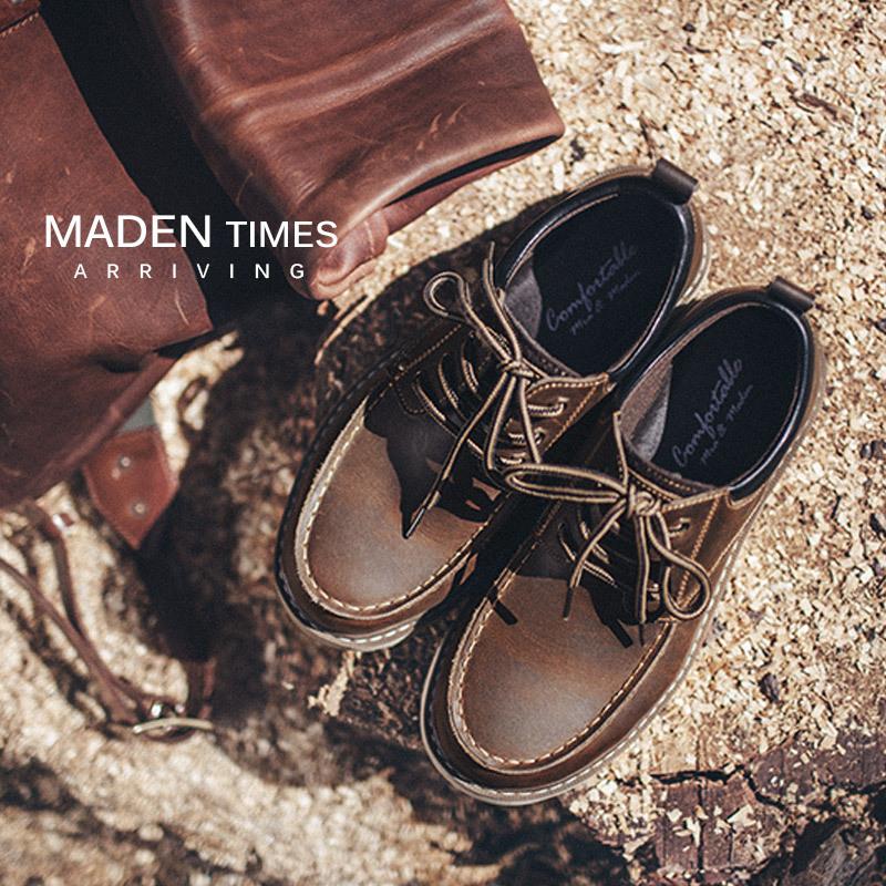 馬登冬季工裝鞋男休閒鞋大頭男士皮鞋男鞋子韓版皮雪地靴男-Retro's Wear