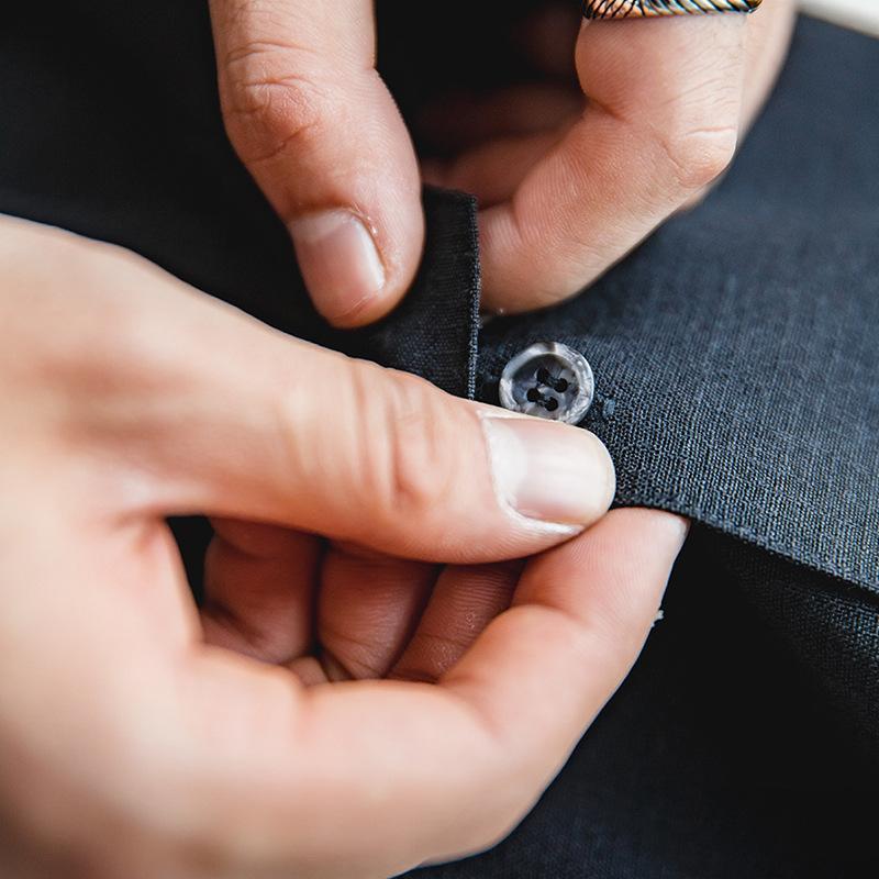 馬登工裝襯衫拼接古巴領短袖紗織水洗仿貝扣寬鬆男春夏上裝-Retro's Wear