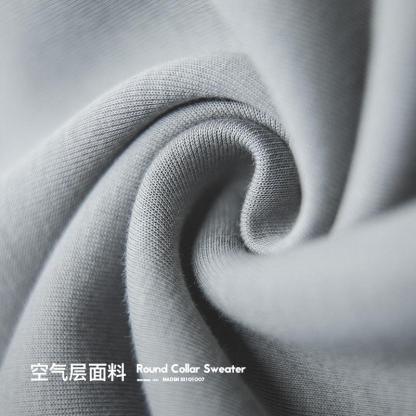 灰色落肩太空棉衛衣空氣層無帽圓領外套頭男潮-Retro's Wear