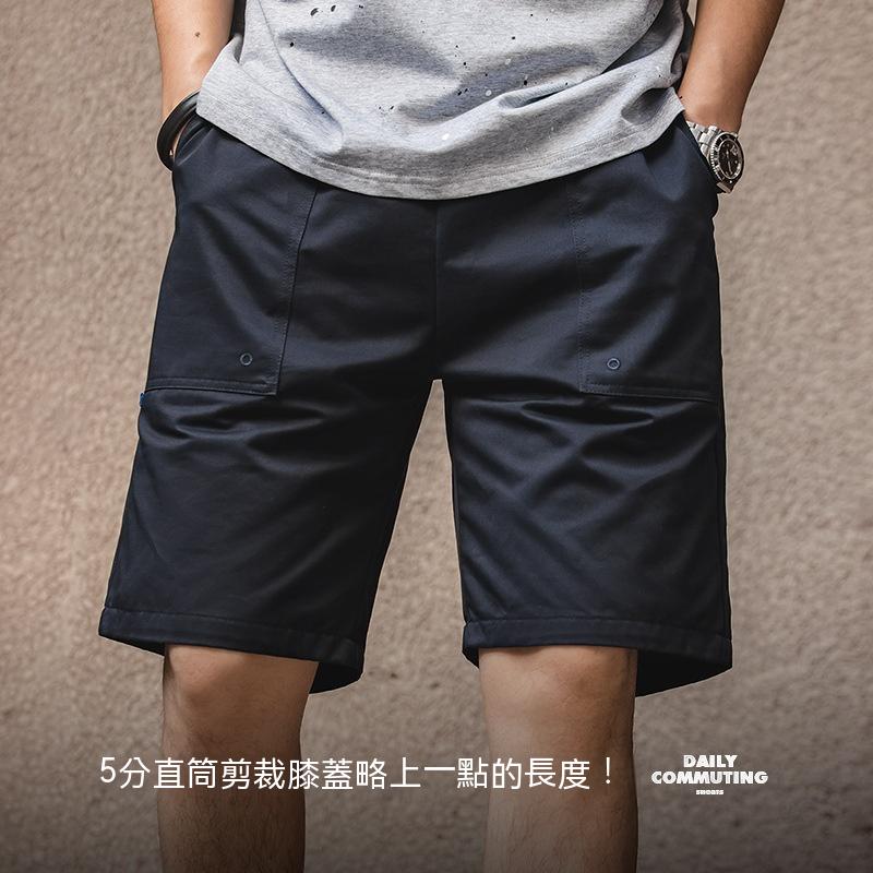 法式復古純棉短褲鬆緊腰美式五分休閒寬鬆直筒沙灘褲男夏-Retro's Wear