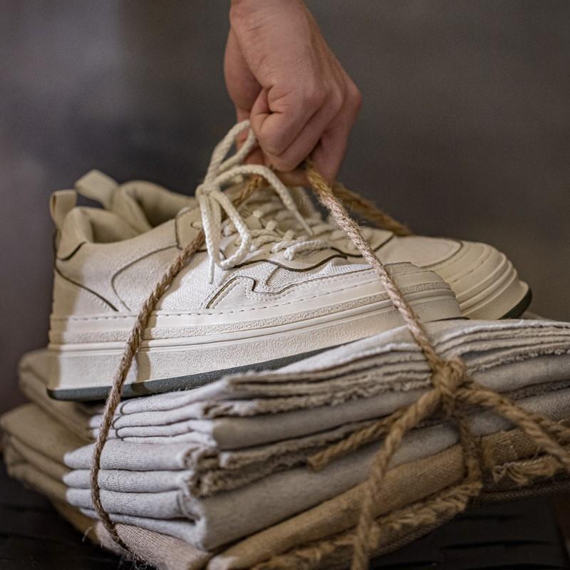 男鞋2023春季新款休閑鞋厚底增高運動鞋低幫小白鞋板鞋-Retro's Wear