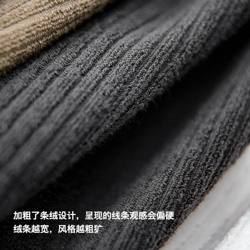 馬登工裝提花針織深灰色落肩長袖襯衫寬鬆厚實外套寸衣男-Retro's Wear