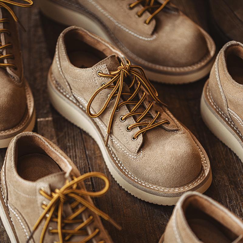 男鞋2022夏季新款工裝鞋潮流百搭美式休閑鞋短臉反絨大頭皮鞋-Retro's Wear