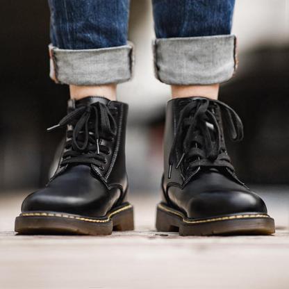 馬登男式馬丁靴男鞋高幫皮靴子黑色英倫中幫工裝棉鞋-Retro's Wear