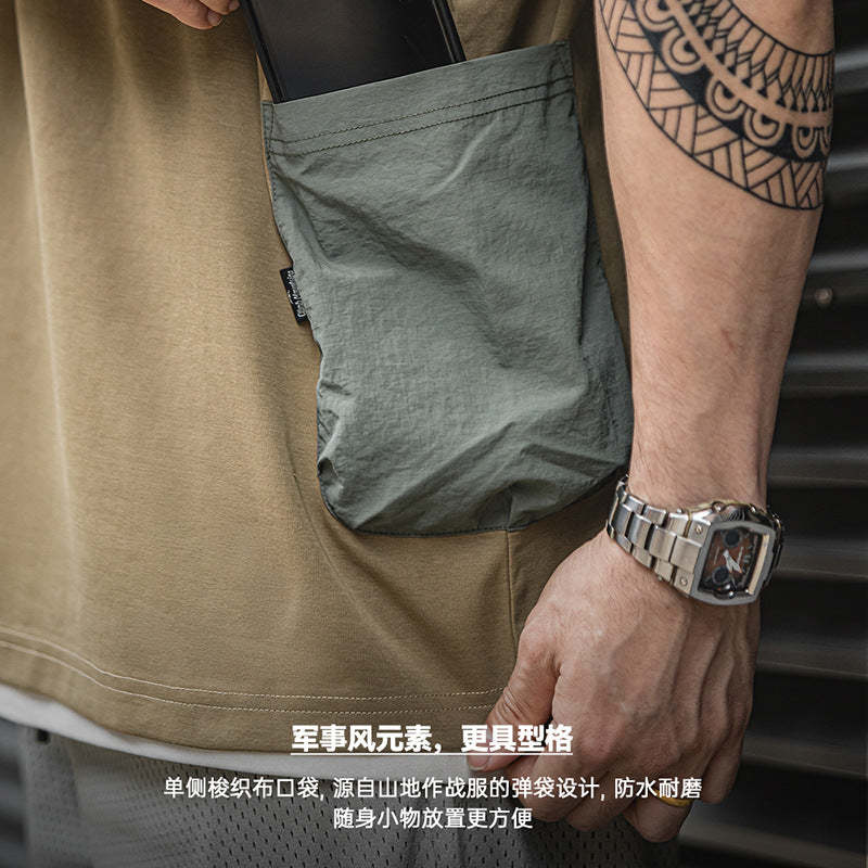 馬登工裝山系戶外趣味印花短袖T恤露營設計感短袖上衣男-Retro's Wear