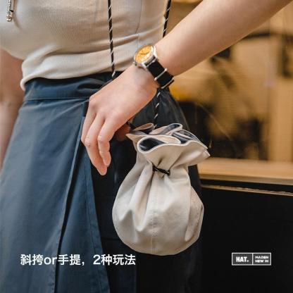 馬登女裝黑色兩用漁夫帽便攜手提零錢包錢袋帽遮陽帽子男女春-Retro's Wear