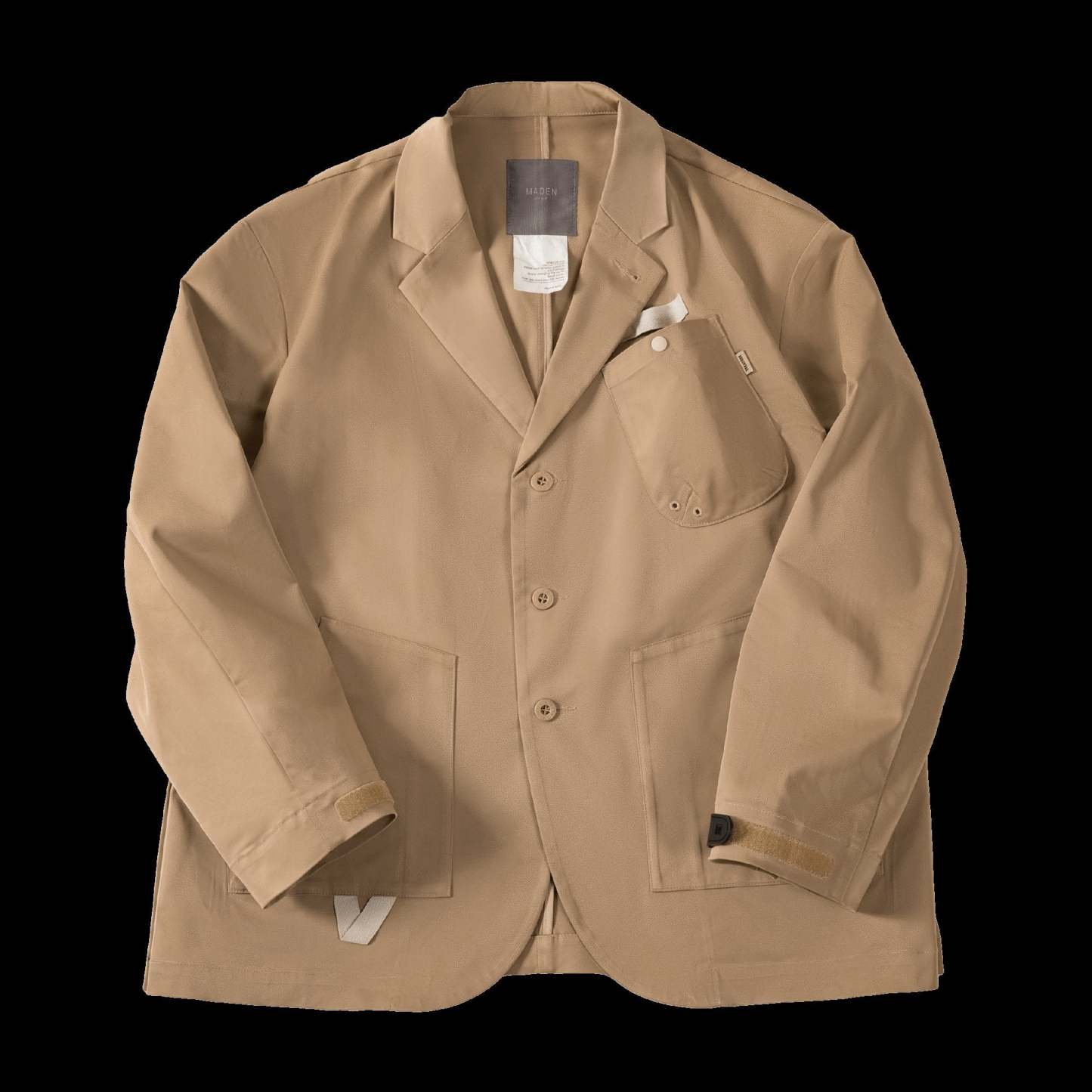 美式休閑戧駁領小西裝夾克多口袋機能寬松西服外套男春-Retro's Wear