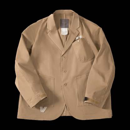 美式休閑戧駁領小西裝夾克多口袋機能寬松西服外套男春-Retro's Wear