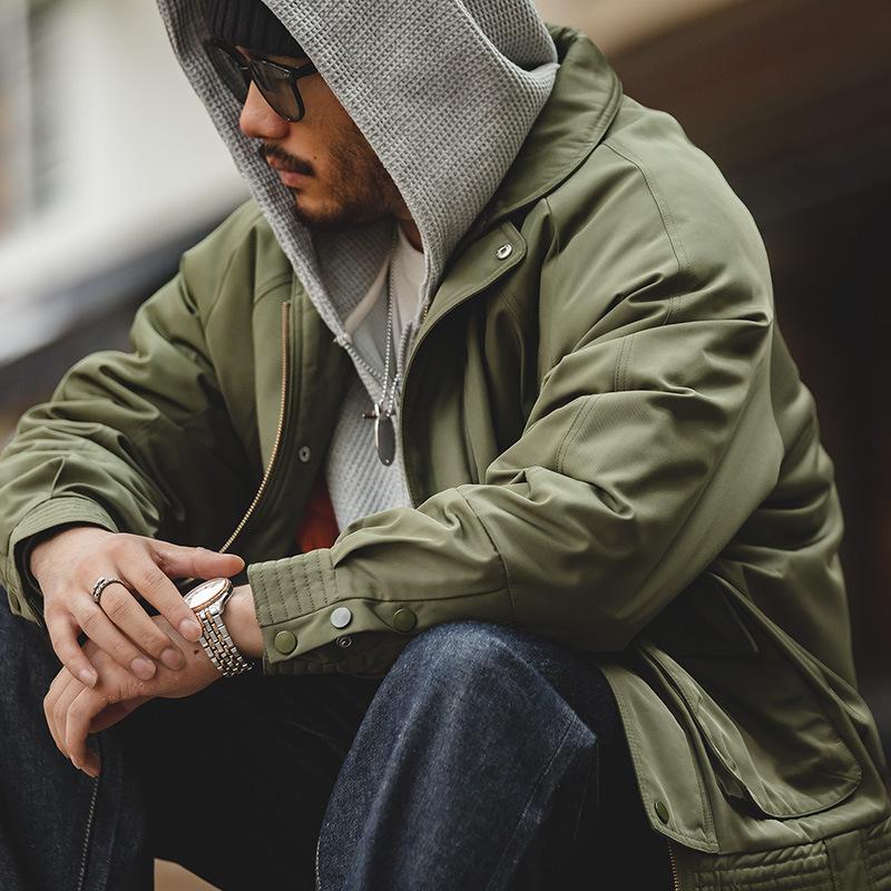 馬登工裝飛行員夾克加厚保暖棉衣口袋外套棉服男冬季-Retro's Wear