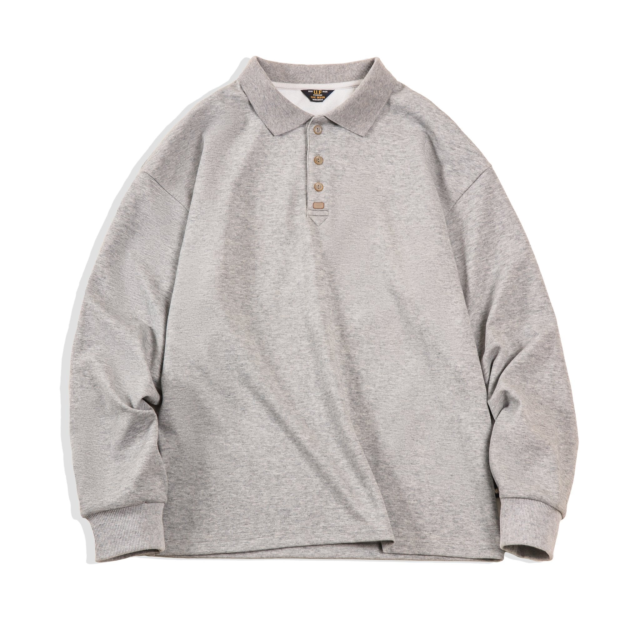 基礎款翻領polo衫純色寬松百搭打底長袖T恤男春-Retro's Wear