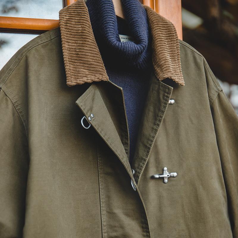 馬登工裝美式中長款消防員風衣秋冬外搭過膝反光條大衣男外套-Retro's Wear