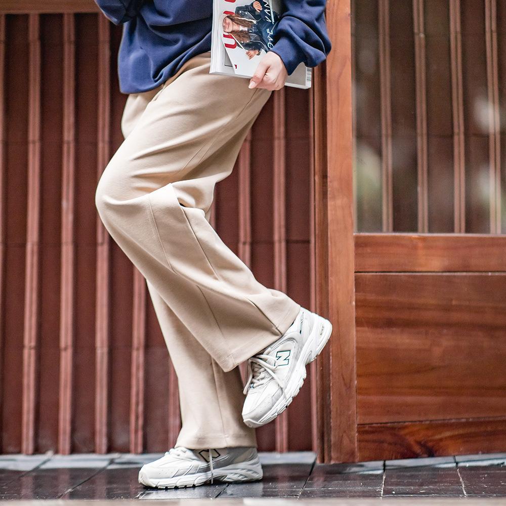 馬登女裝美式闊腿運動灰色衛褲杏色香蕉褲顯瘦直筒高街長褲冬-Retro's Wear