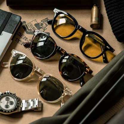 常春藤圓框眼鏡防藍光墨鏡板材眼鏡架-Retro's Wear