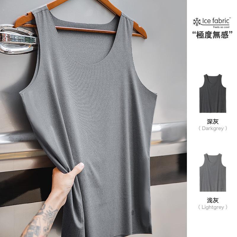 馬登工裝冰絲涼感螺紋背心無痕坎肩運動打底T恤汗衫男薄夏-Retro's Wear