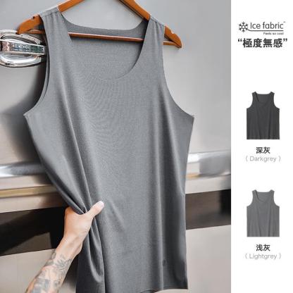 馬登工裝冰絲涼感螺紋背心無痕坎肩運動打底T恤汗衫男薄夏-Retro's Wear