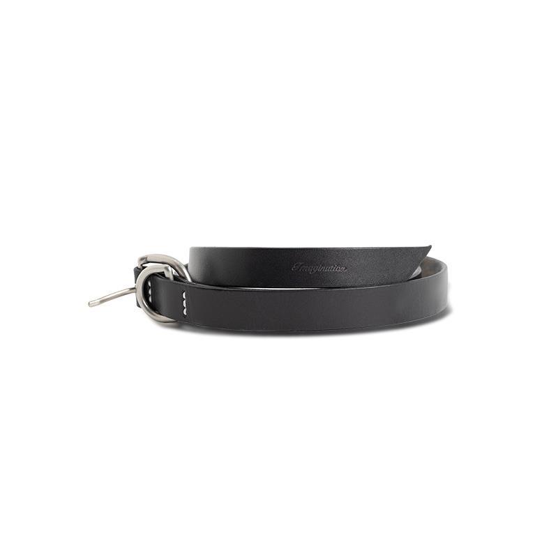 馬登女裝植鞣頭層真牛皮小皮帶簡約百搭雙環金屬針扣裝飾腰帶-Retro's Wear