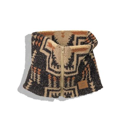 印第安納瓦霍半邊絨圍脖保暖戶外拉鏈脖套圍巾男冬-Retro's Wear